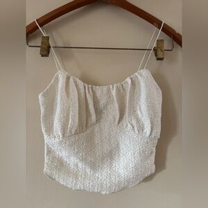 Windsor White Textured Spaghetti Strap Cropped Camisole